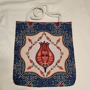 Turkish Handmade Tote Bag Tulip Graphic Tile fountain Purse